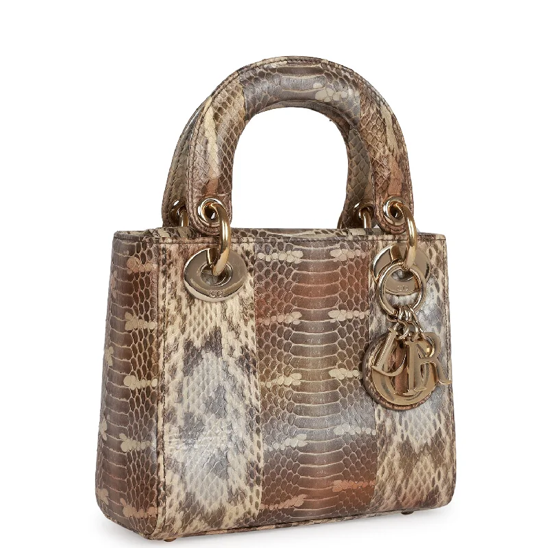 Luxury Meets Artistry: Dior BagsChristian Dior Mini Lady Dior Tote Python Gold Hardware