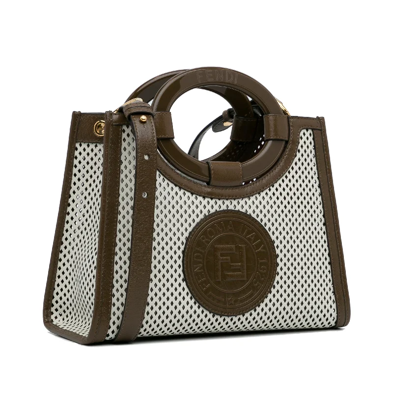 Fendi Hand-Painted Bag -White Fendi Small Perforated Runaway Tote Bag Satchel