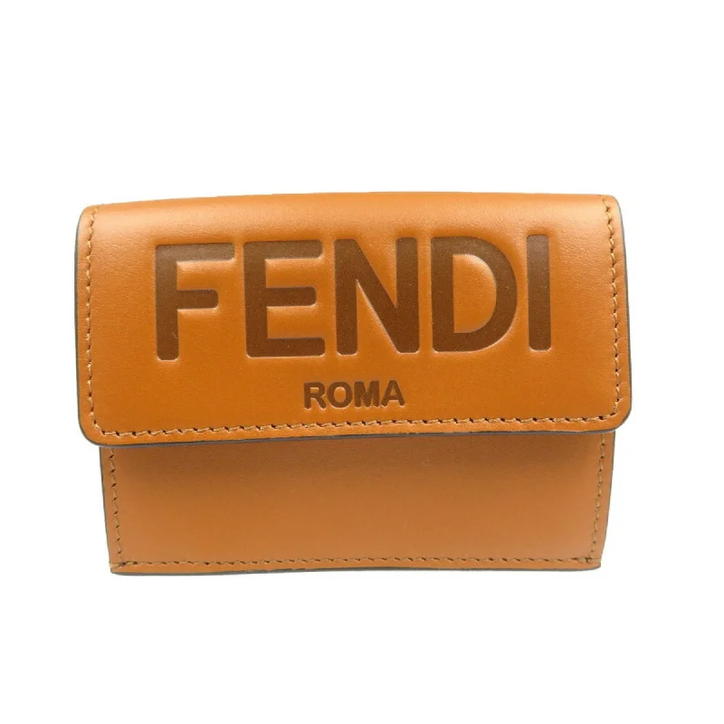 Fendi Retro Revival Bag -Fendi Roma Micro 8M0395 Leather Brown Tri-fold Wallet 1329FENDI