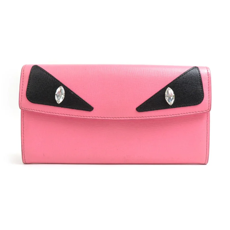 Fendi Oversized Clutch -FENDI Long Wallet Monster Eye Leather Pink Black Women's 8M0340-5PT e59459a