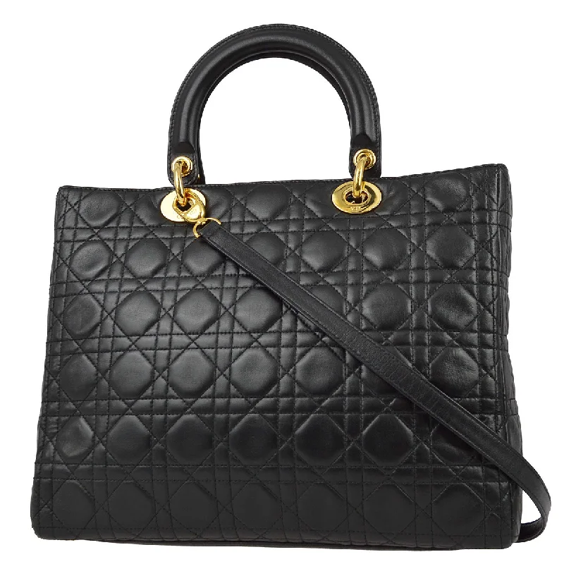 Chic and Sophisticated: Dior’s Finest BagsChristian Dior 1997 Black Lambskin Lady Dior Cannage 2way Handbag