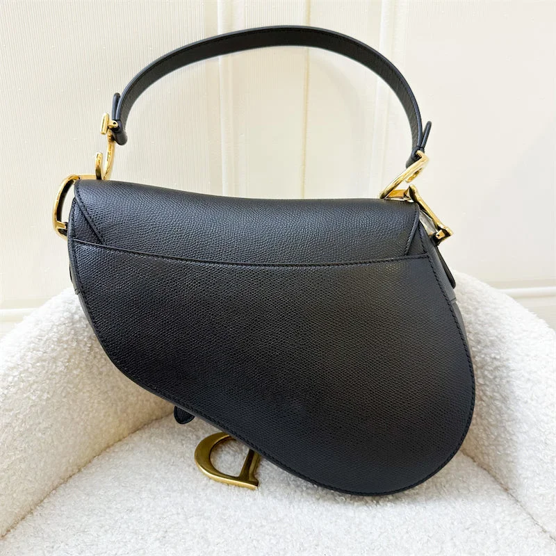 Dior Bags: Crafted for the Modern WomanDior Medium Saddle Bag in Black Grained Calfskin and AGHW