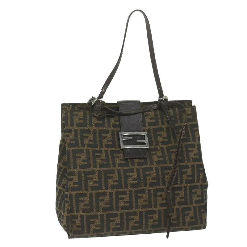 Fendi Magnetic Closure Bag -FENDI Zucca Canvas Tote Bag Black Brown  yk10059