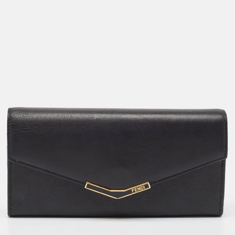 Fendi Crystal Embellished Bag -Fendi Black Leather 2Jours Continental Wallet