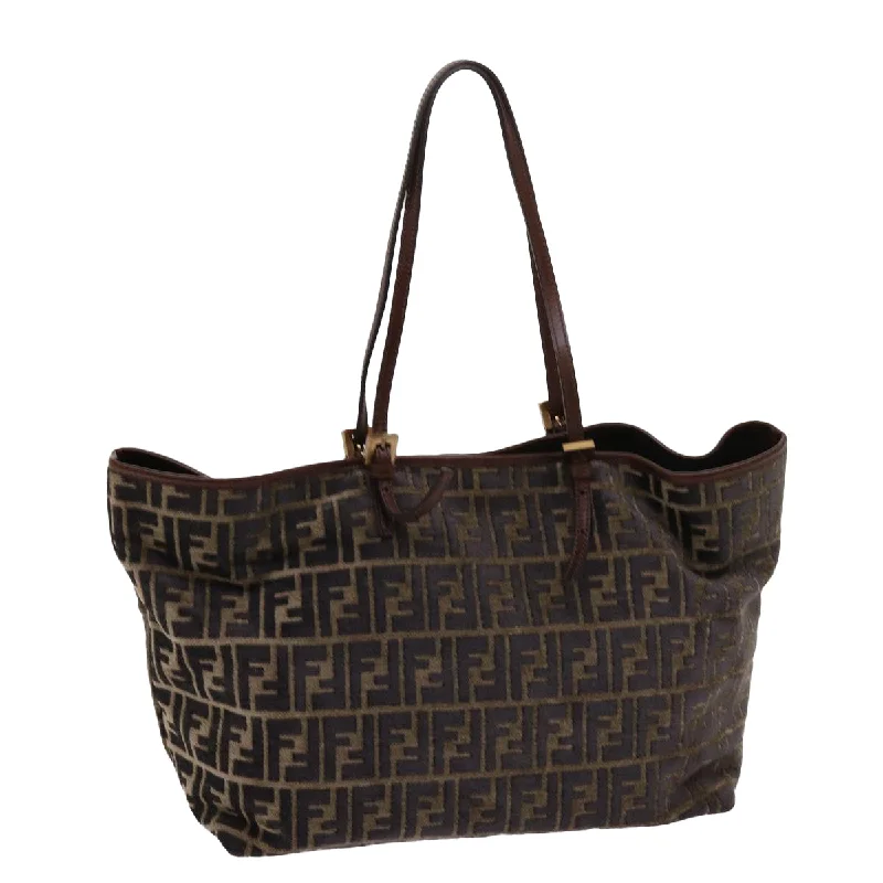 Fendi Diamond Quilted Bag -FENDI Zucca Canvas Tote Bag Black Brown  am5618