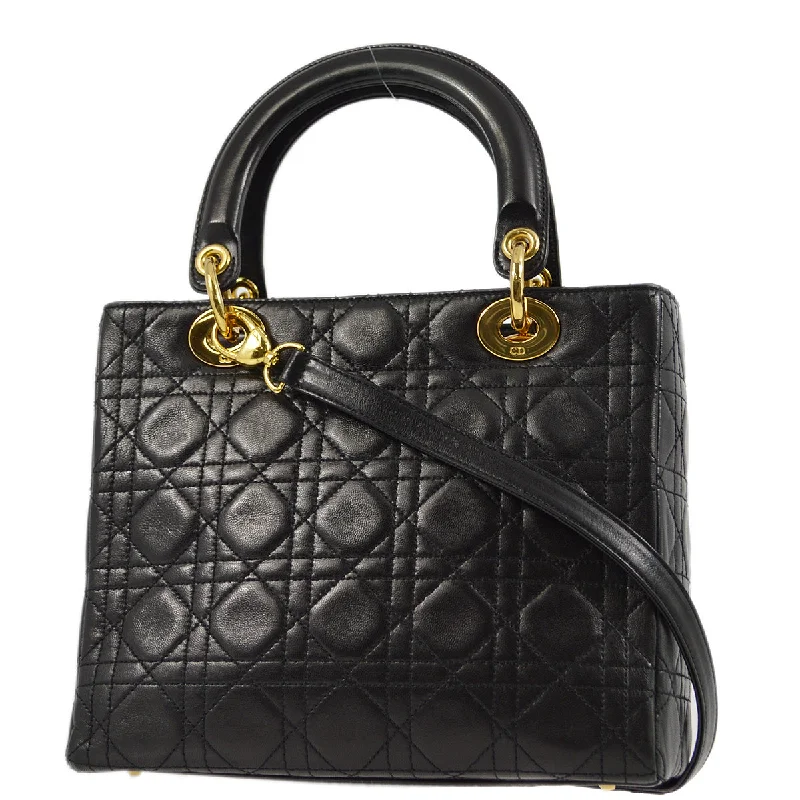 Effortless Luxury: The Dior Handbag CollectionChristian Dior Black Lambskin Lady Dior Cannage 2way Shoulder Handbag