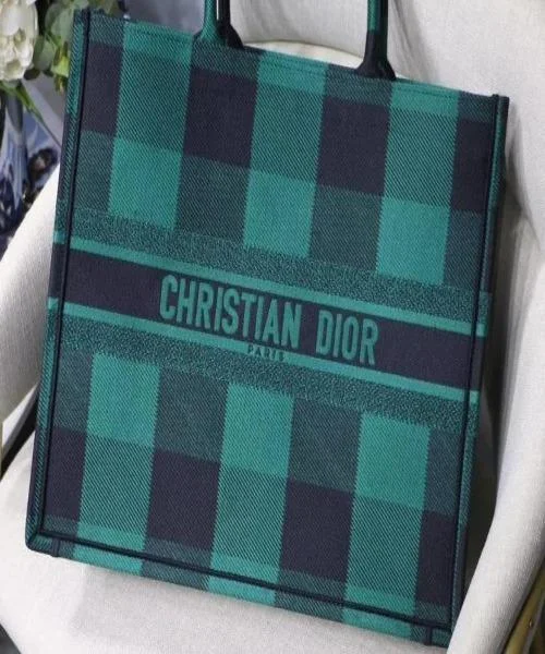 Sophistication Redefined: Dior BagsDior Book Tote In Green & Black Embroidered Canvas