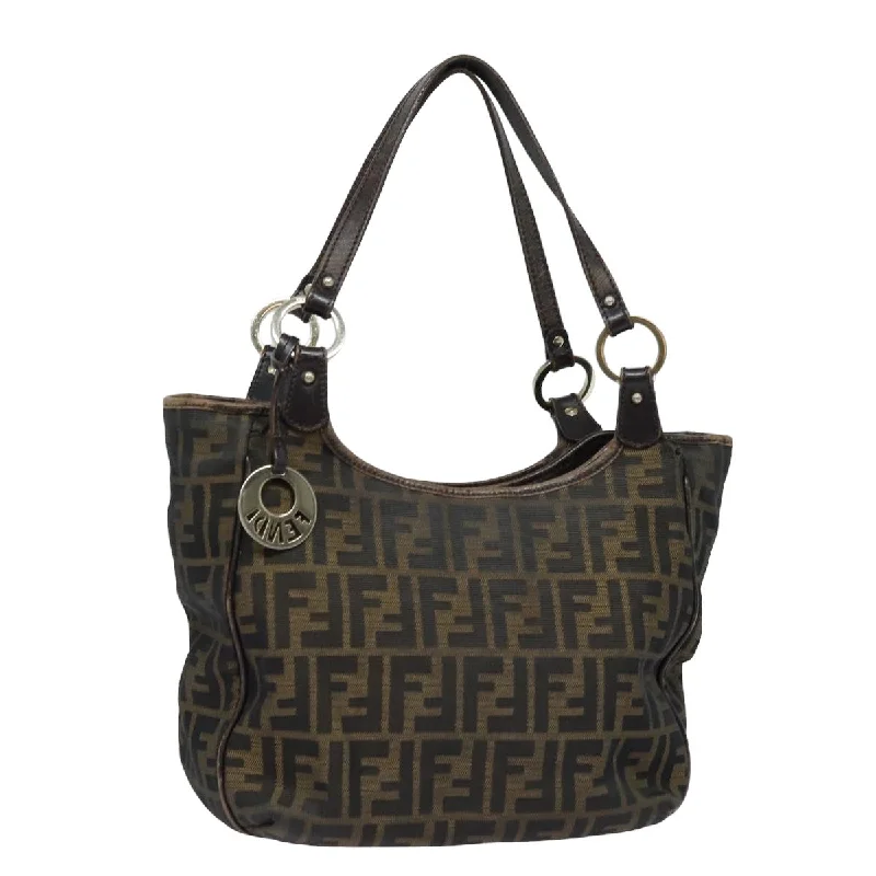 Fendi Luxe Essential -FENDI Zucca Canvas Tote Bag Brown Black  ep4207