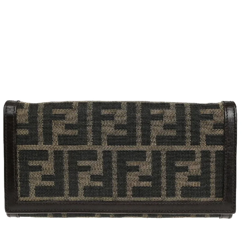 Fendi Italian Luxury Bag -Fendi Zucca  Canvas Wallet  (Pre-Owned)