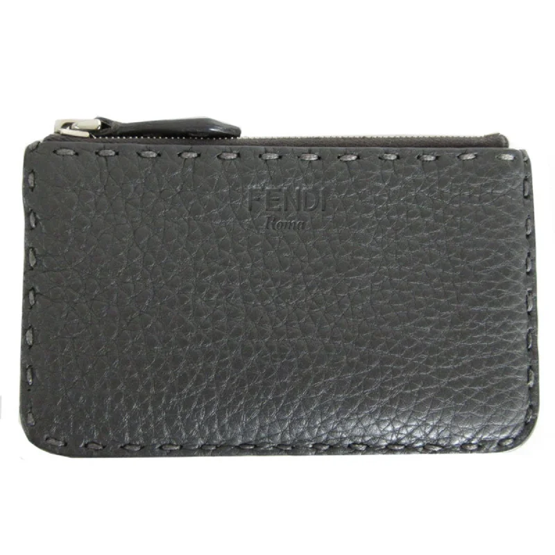 Fendi Buckle Detail Bag -FENDI Wallet/Coin Case Selleria Leather Grey Silver Women's s0277a