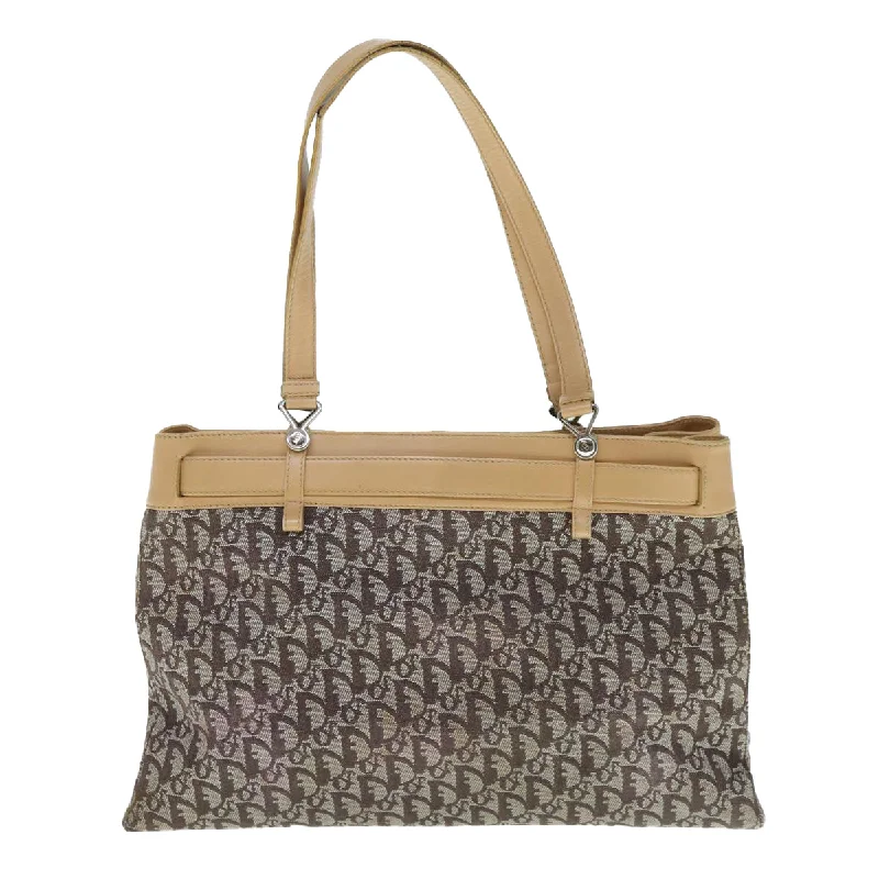 Experience Timeless Elegance with DiorCHRISTIAN DIOR Trotter Canvas Tote Bag Brown Auth bs11002