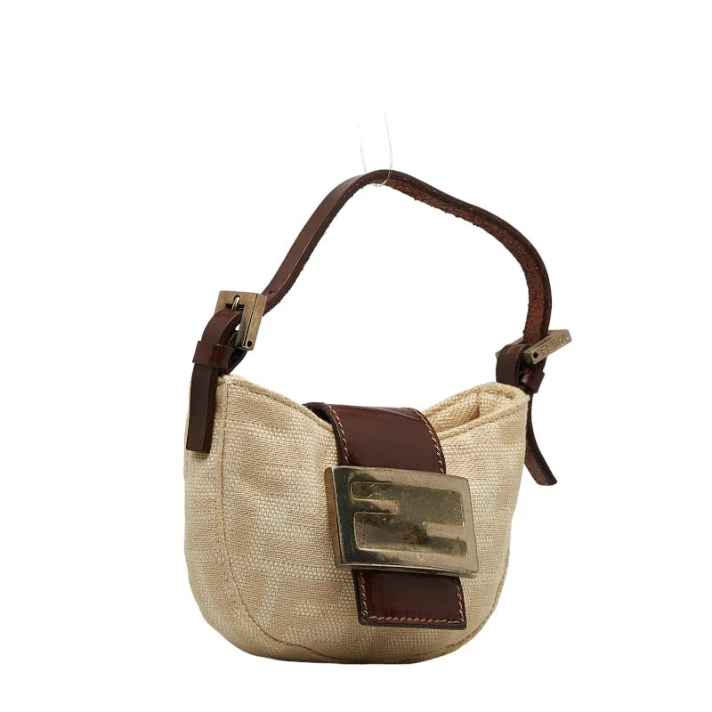 Fendi Retro Revival Bag -FENDI Zucca Mini Baguette Handbag Shoulder Bag Beige Brown Canvas