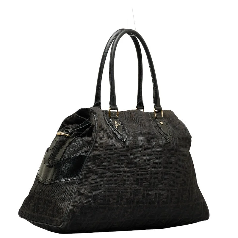 Fendi Metallic Finish Bag -Fendi Zucca Handbag 8BN158 Black Canvas Leather Ladies Fendi