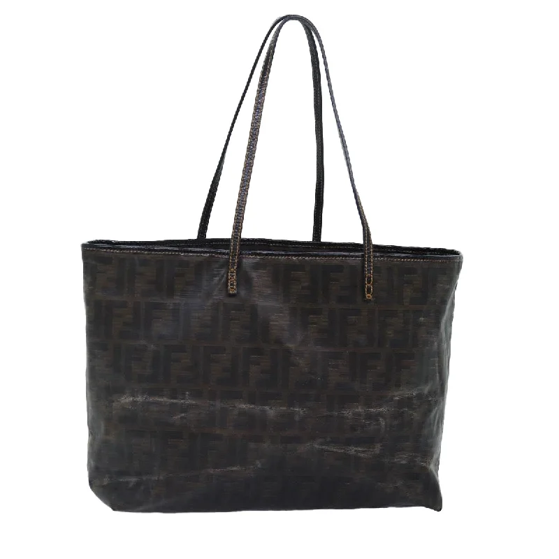 Fendi Magnetic Closure Bag -FENDI Zucca Canvas Tote Bag Brown Black  yk14952