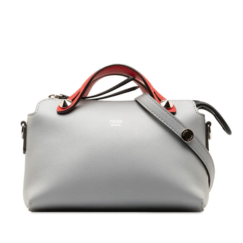 Fendi Retro Revival Bag -Fendi Byzaw Mini Handbag 2WAY 8BL135 Gray Red Leather  Fendi