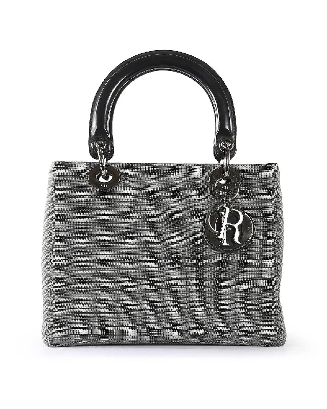 Step into the World of Luxury with DiorCHRISTIAN DIOR Grey Canvas Lady Dior Tote Bag