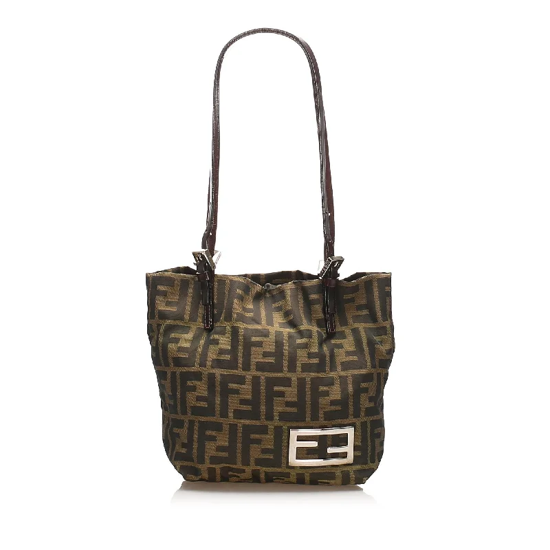 Fendi Gold-Plated Bag -Fendi Zucca Nylon Handbag (SHG-12128)