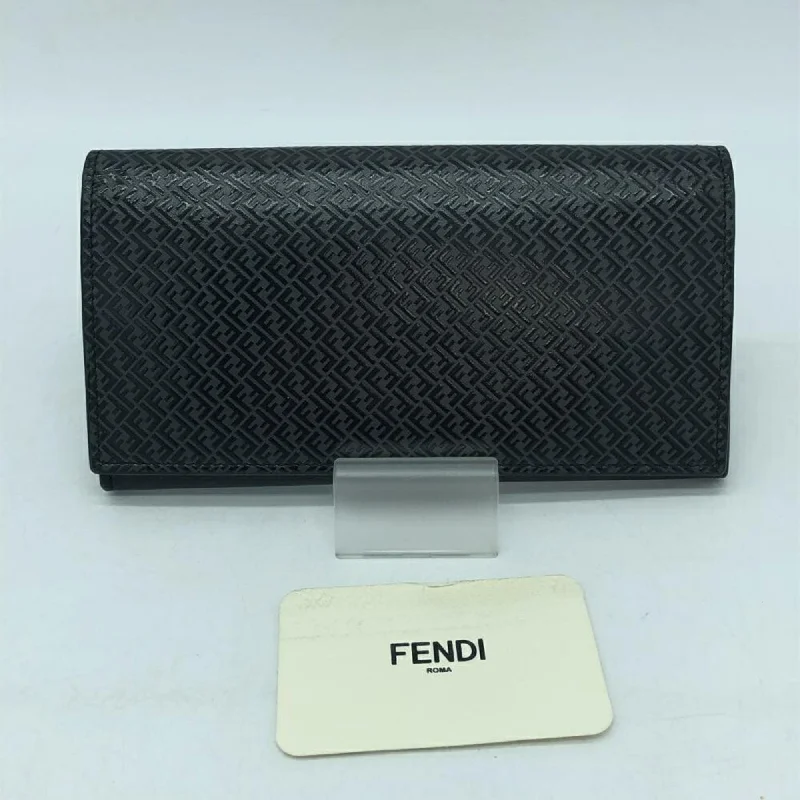 Fendi Push Lock Bag -FENDI 7M0264 AGLP F0L6B Continental Wallet Black Long Fendi