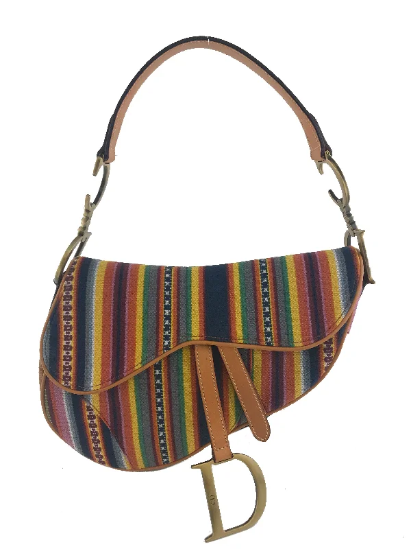 Luxury, Redefined: Dior Bags for Every OccasionChristian Dior Canvas Striped Saddle Bag