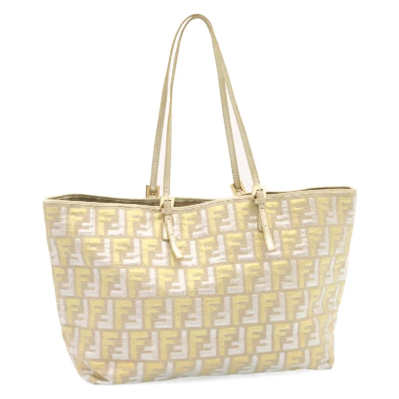 Fendi Beaded Bag -FENDI Zucca Canvas Tote Bag Beige Gold  am1694g