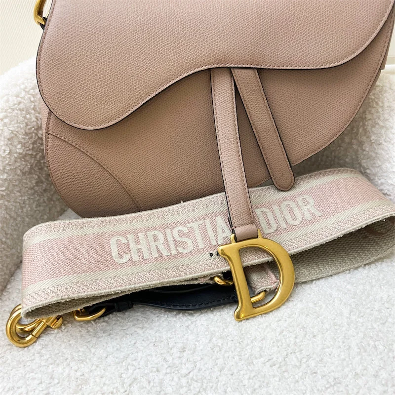 Classic and Chic: Dior’s Signature BagsDior Medium Saddle Bag in Nude Pink Grained Leather and AGHW (With Strap)