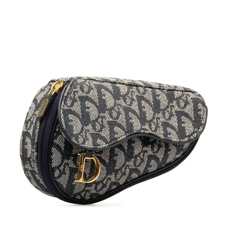 Iconic Handbags by Dior for Every FashionistaDior Trotter Saddle Pouch Cosmetics CR1000 Navy Gr Linen Leather  Dior