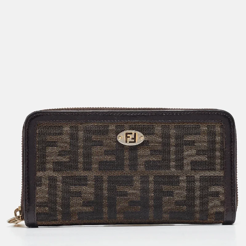 Fendi Woven Chain Bag -Fendi Zucca Canvas And Leather Ff Zip Around Wallet