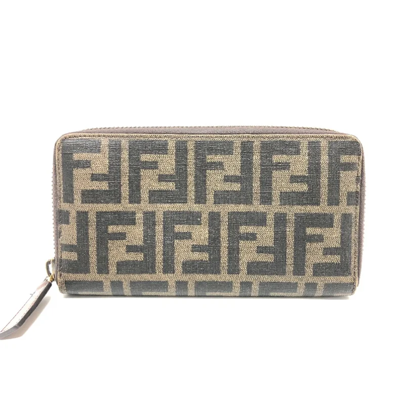 Fendi Petite Baguette Bag -Fendi 7M0174 Zip Around Long Wallet Long Wallet Brown GoldHardware