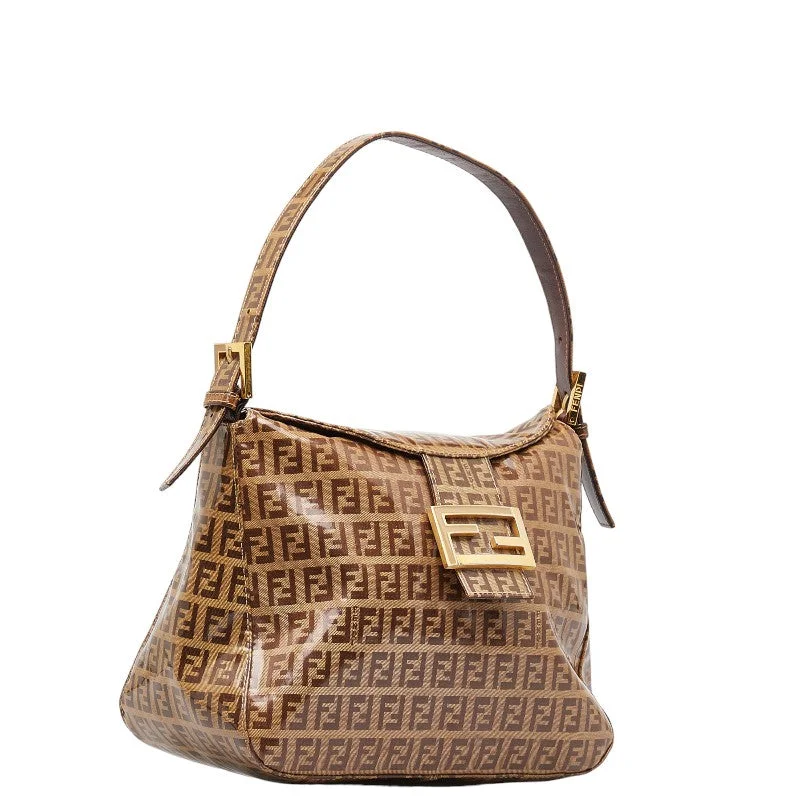 Fendi Chevron Quilted Bag -FENDI Mamma Baguette Handbag Zucca Monogram Patent 2384