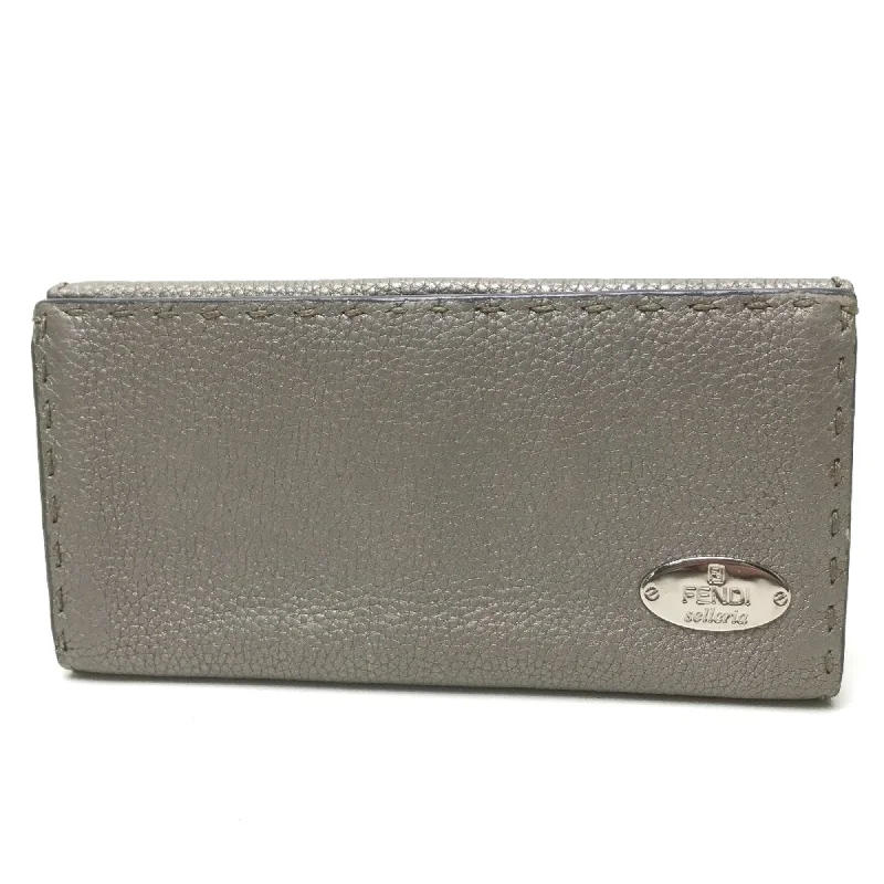 Fendi Pearl Handle Bag -Fendi 8M0144 Selleria Double SnapBifold Long Wallet Long Wallet gray gray