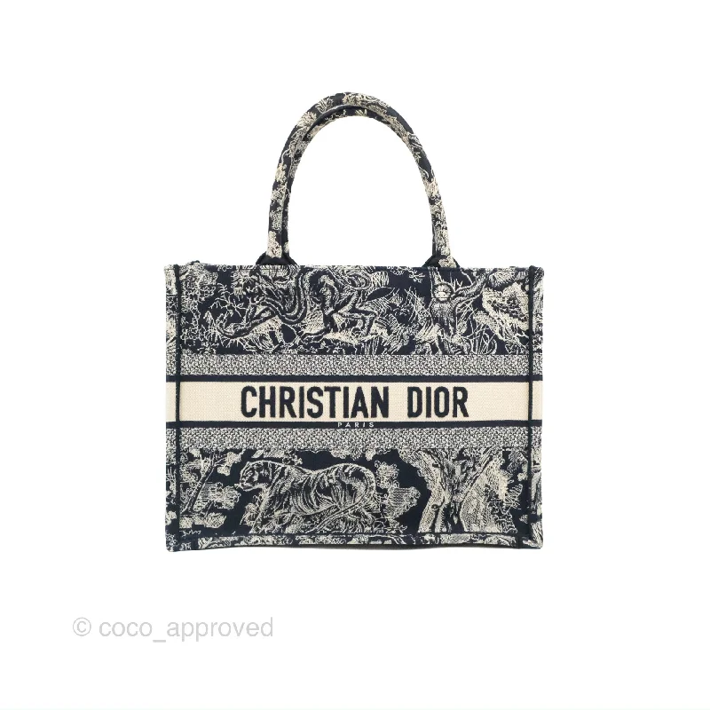 The Dior Bag Every Woman DeservesChristian Dior Embroidered Toile De Jouy Small Canvas Book Tote Navy