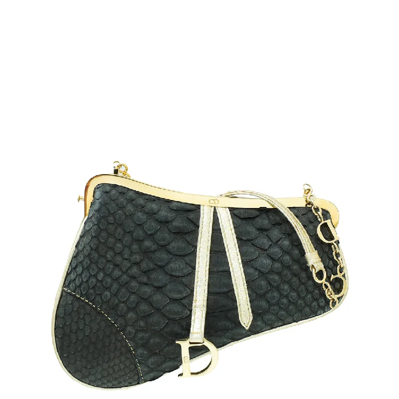 Dior’s Ultimate Statement BagsChristian Dior Black Python Saddle Mini Pouch