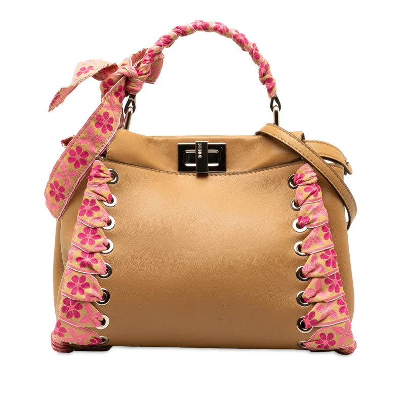 Fendi Minimalist Icon -Fendi Mini Cube Ribbon Handbag Shoulder Bag 2WAY 8BN244 Beige Pink Leather  Fendi