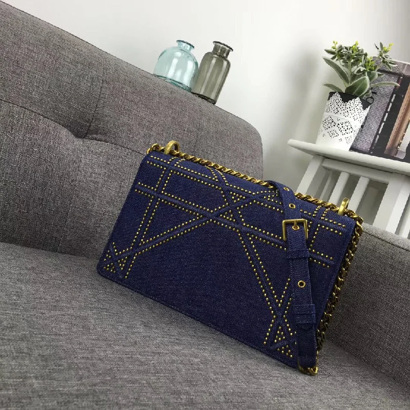 Dior Bags: Perfect for Every StyleChristian Diorama Flap Bag In Denim And Studded