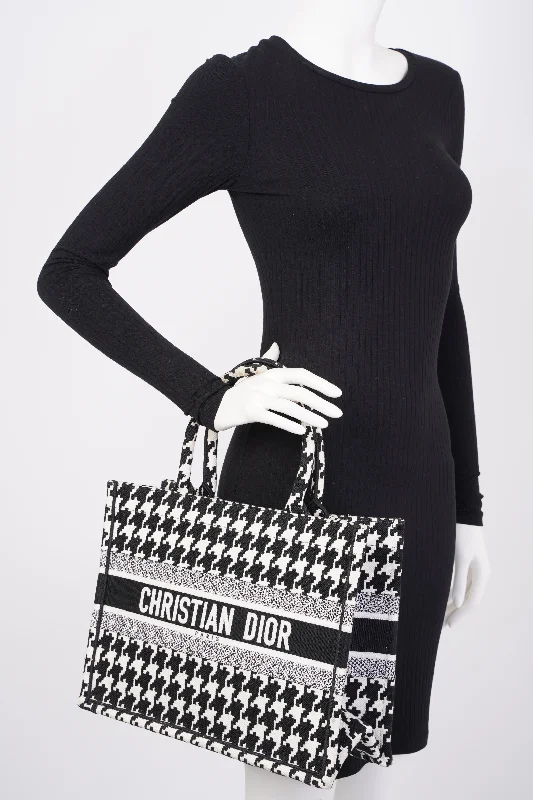 Timeless Elegance: Dior Bag CollectionChristian Dior Houndstooth Book Tote Black / White Canvas Medium