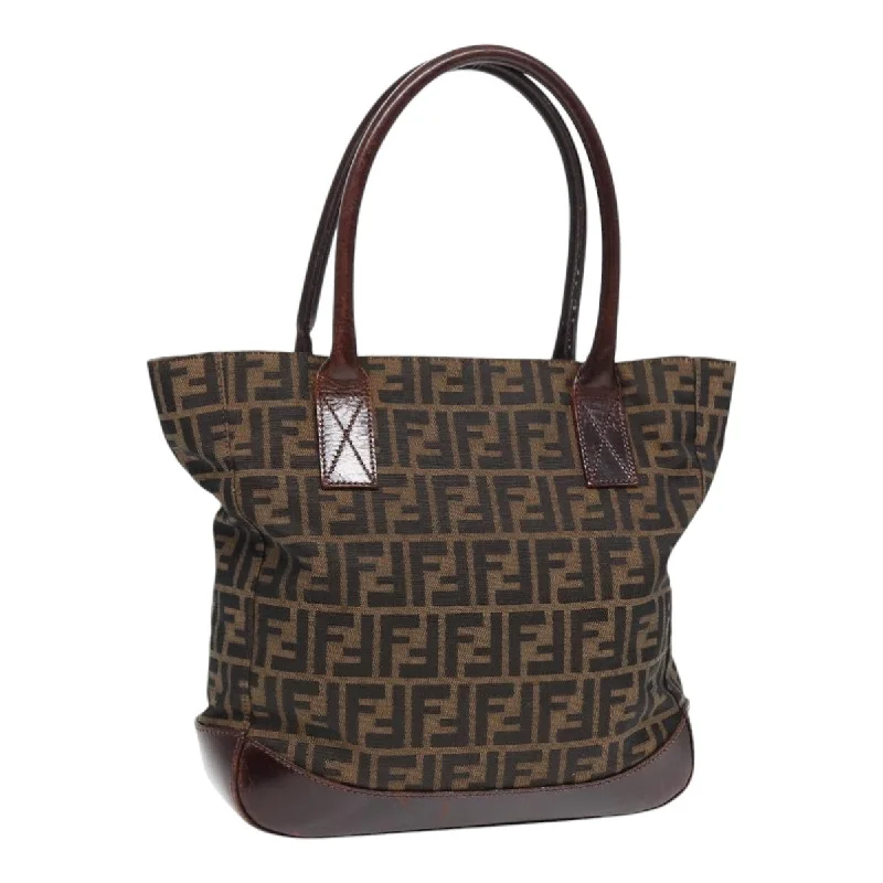 Fendi Woven Chain Bag -FENDI Zucca Canvas Tote Bag Brown Black  yk14553