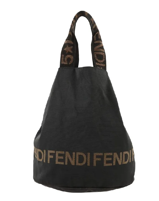 Fendi Oversized Clutch -Fendi Roma 1925 Black Canvas Tote