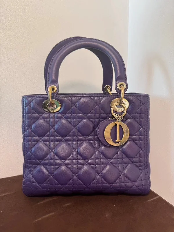 Refined Elegance: Dior’s Signature HandbagsDior Lady Dior Medium Purple Leather Tote Bag