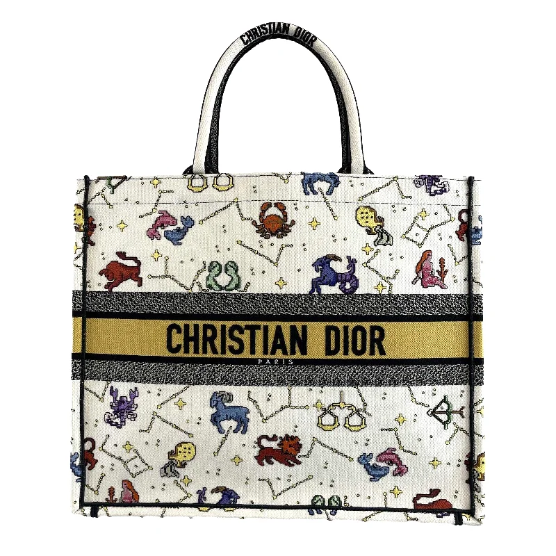 Master the Art of Luxury with Dior HandbagsDIOR - NEW 2022 Large Pixel Zodiac Embroidered Canvas Book Tote