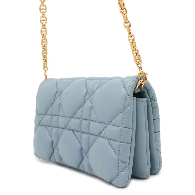 Define Your Style with Dior HandbagsDior Macrocannage Caro ChainShoulder Bag CloudBlue S5135UNGX Calf Leather Size Mini