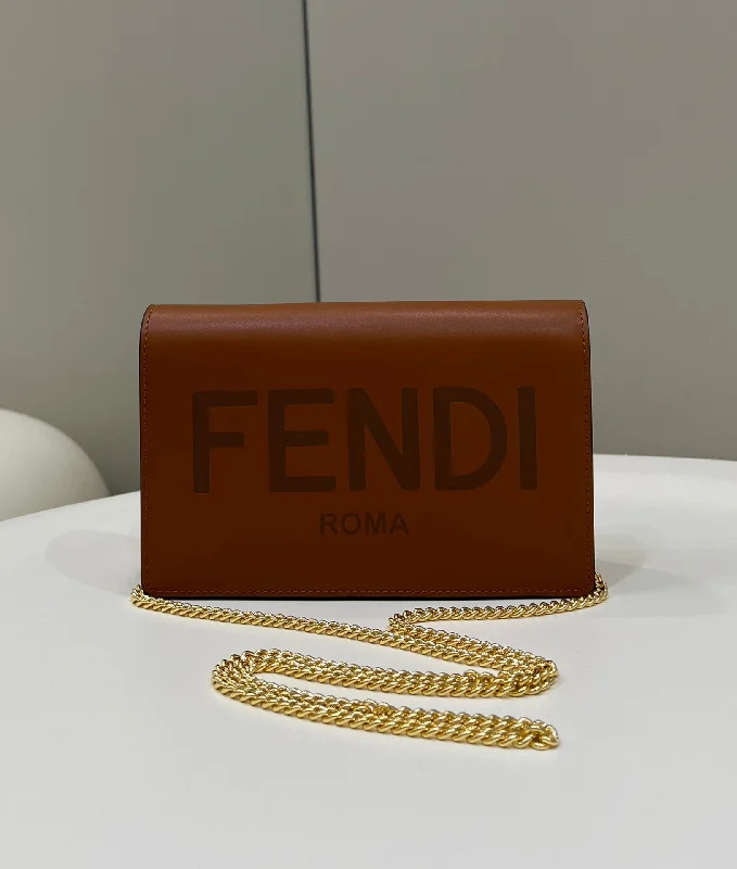 Fendi Italian Luxury Bag -Fendi Wallet On Chain Mini Brown Bag