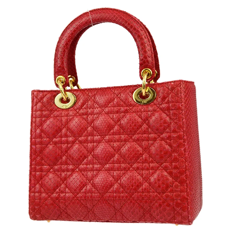 Make a Statement with Dior BagsChristian Dior * Red Python Lady Dior Cannage Handbag