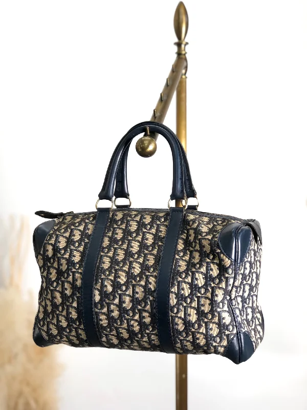 Iconic Dior: Bags that Define LuxuryChristian Dior Trotter Handbag Boston bag Navy Vintage ik5rez