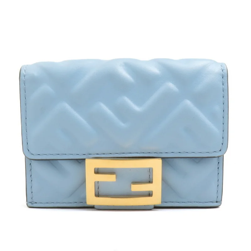 Fendi Designer Investment Piece -FENDI Tri-fold Wallet Baguette Micro Leather Blue Women's 8M0395-AAJD 55794g