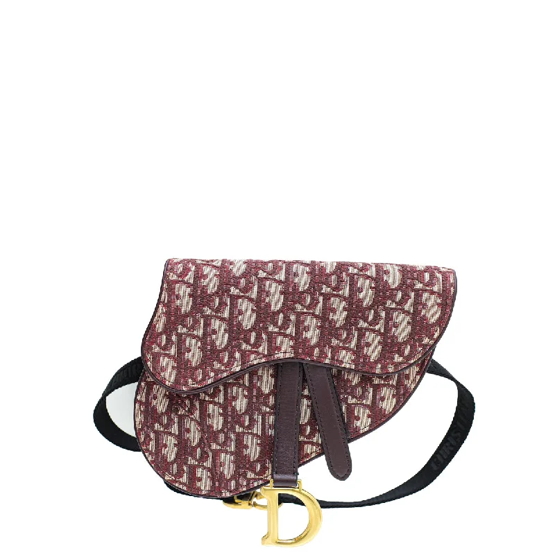 Designer Perfection: Dior HandbagsChristian Dior Burgundy Oblique Saddle Belt Bag