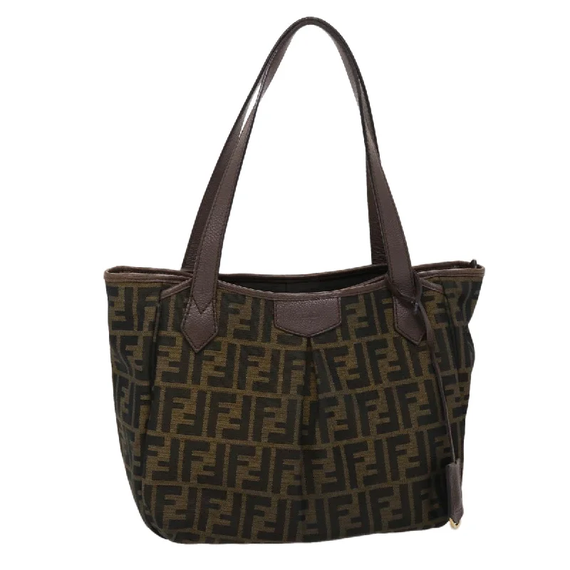 Fendi Woven Chain Bag -FENDI Zucca Canvas Tote Bag Black Brown  ki3076