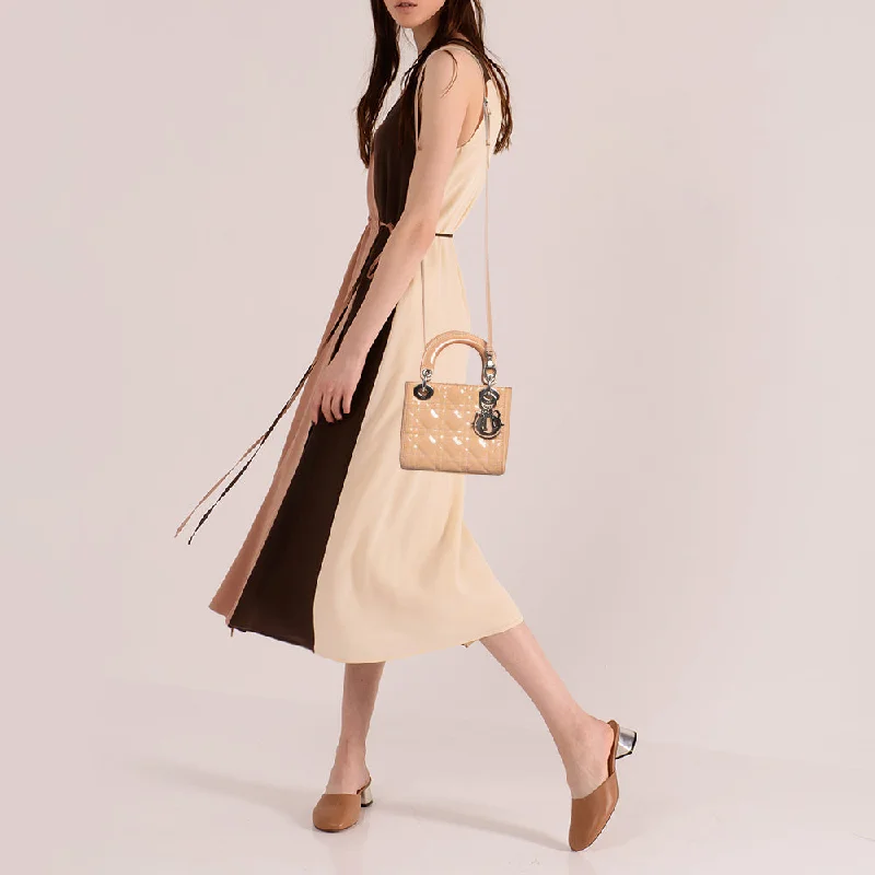 Dior Bags: Elegant, Stylish, TimelessDIOR Beige Cannage Patent Leather Mini Lady  Tote