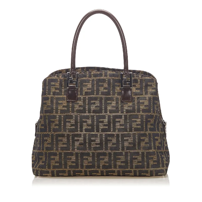 Fendi Logo Hardware Bag -Fendi Zucca Canvas Handbag (SHG-18802)