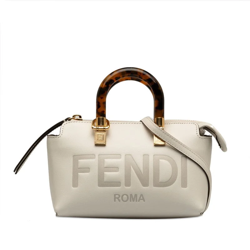 Fendi Vintage Collector’s Item -Fendi Byzaw Mini Handbag Shoulder Bag 2WAY 8BS067 White Leather  Fendi