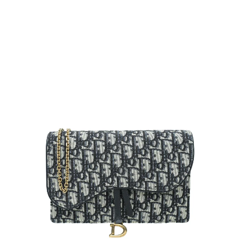 Refined Elegance: Dior’s Signature HandbagsChristian Dior Blue Saddle Chain Pouch